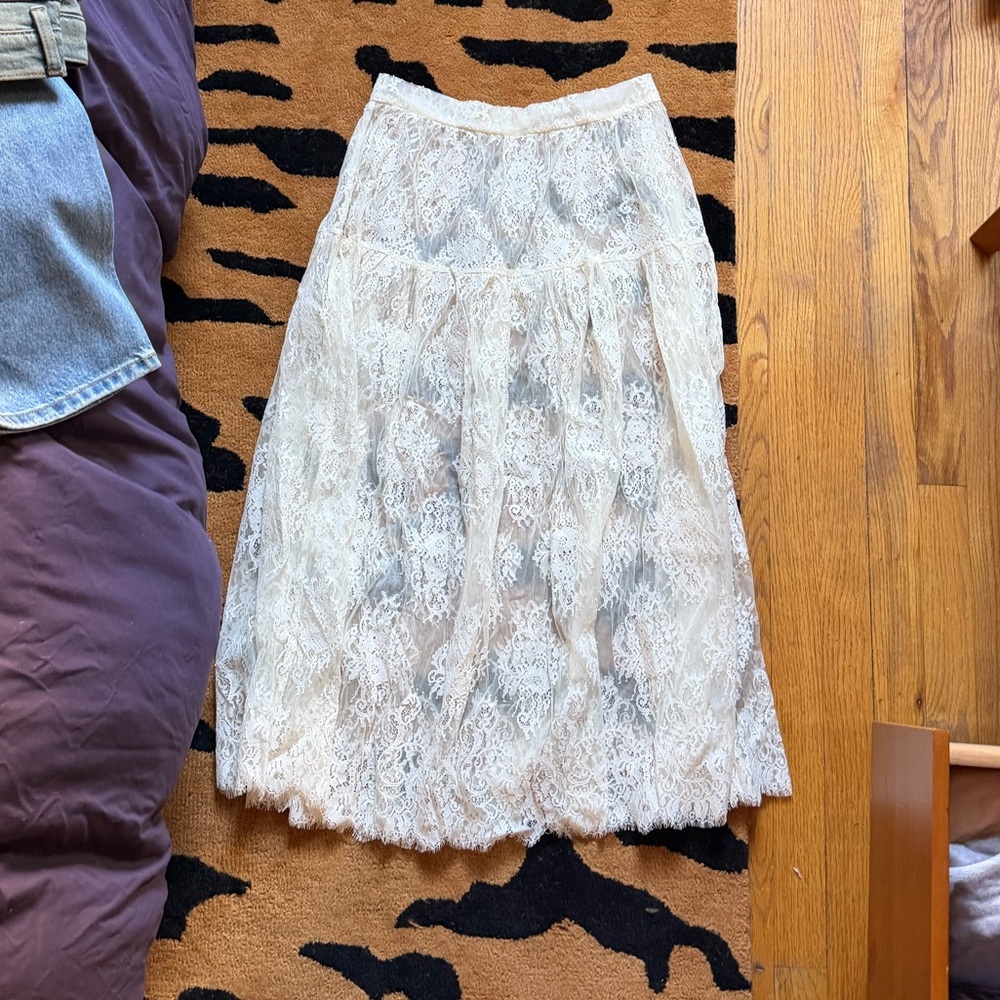 Doen sebastiane Ivory Lace Tiered Midi Skirt - Picture 3 of 3